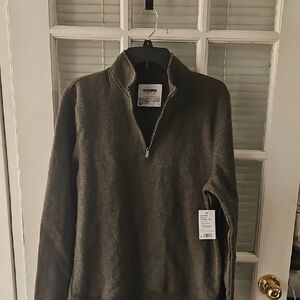 NWT Sonoma Men's Olive Green Quarter-Zip Pullover Sweater. Sz L
